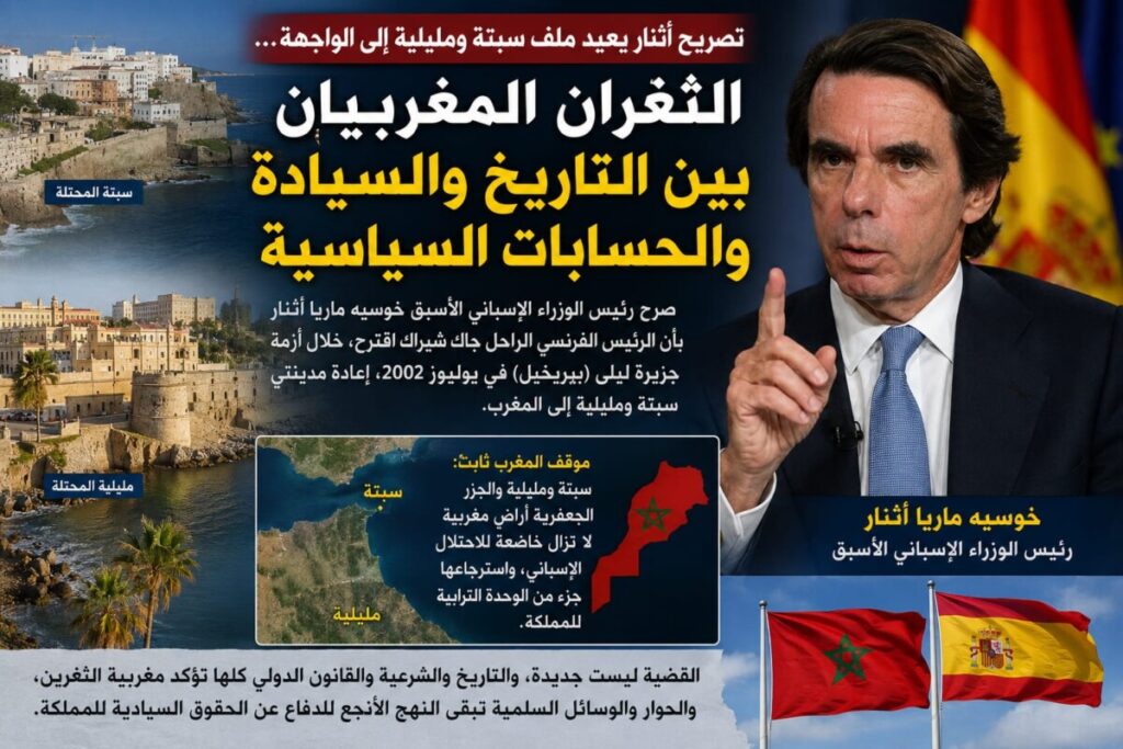 تصريح أثنار يعيد ملف سبتة ومليلية إلى الواجهة… الثغران المغربيان بين التاريخ والسيادة والحسابات السياسية